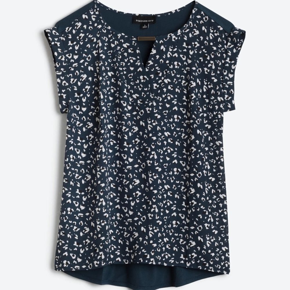 Animal Print Short Sleeve Blouse